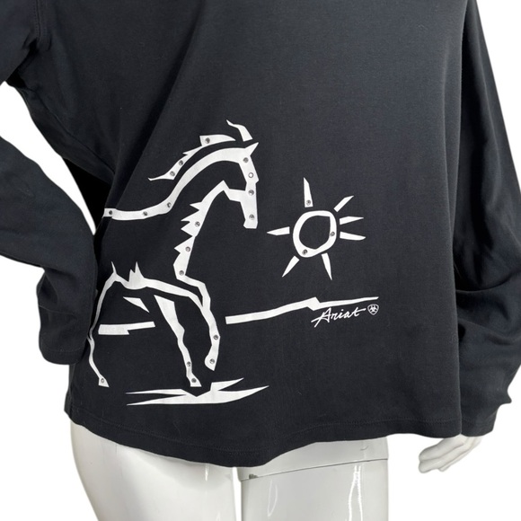 ARIAT horse gem long sleeved blouse shirt bedazzled rhinestone detail cowgirl 2X - Picture 12 of 14